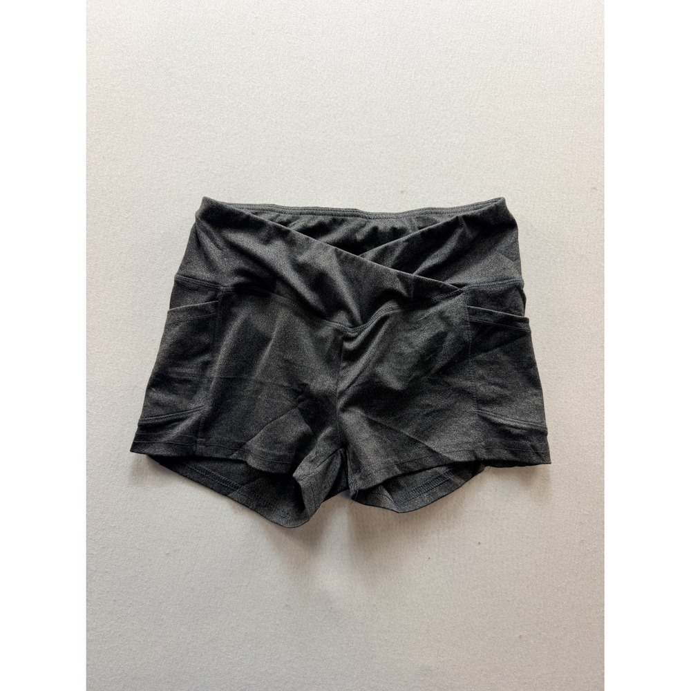 Shosho Athletic Running Shorts Women Size M Black Good Crossover Waist Pockets
